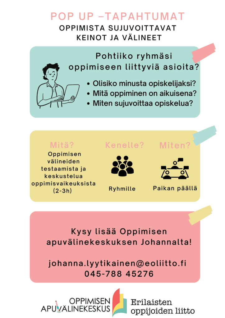 Kuvassa otsikko, kolme tekstilaatikkoa, joissa symboleja